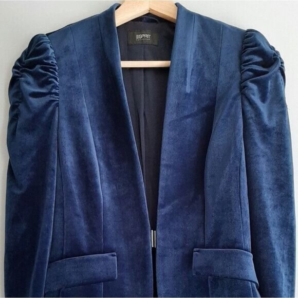 Esprit Deep Blue Velvet Blazer - Picture 2 of 16